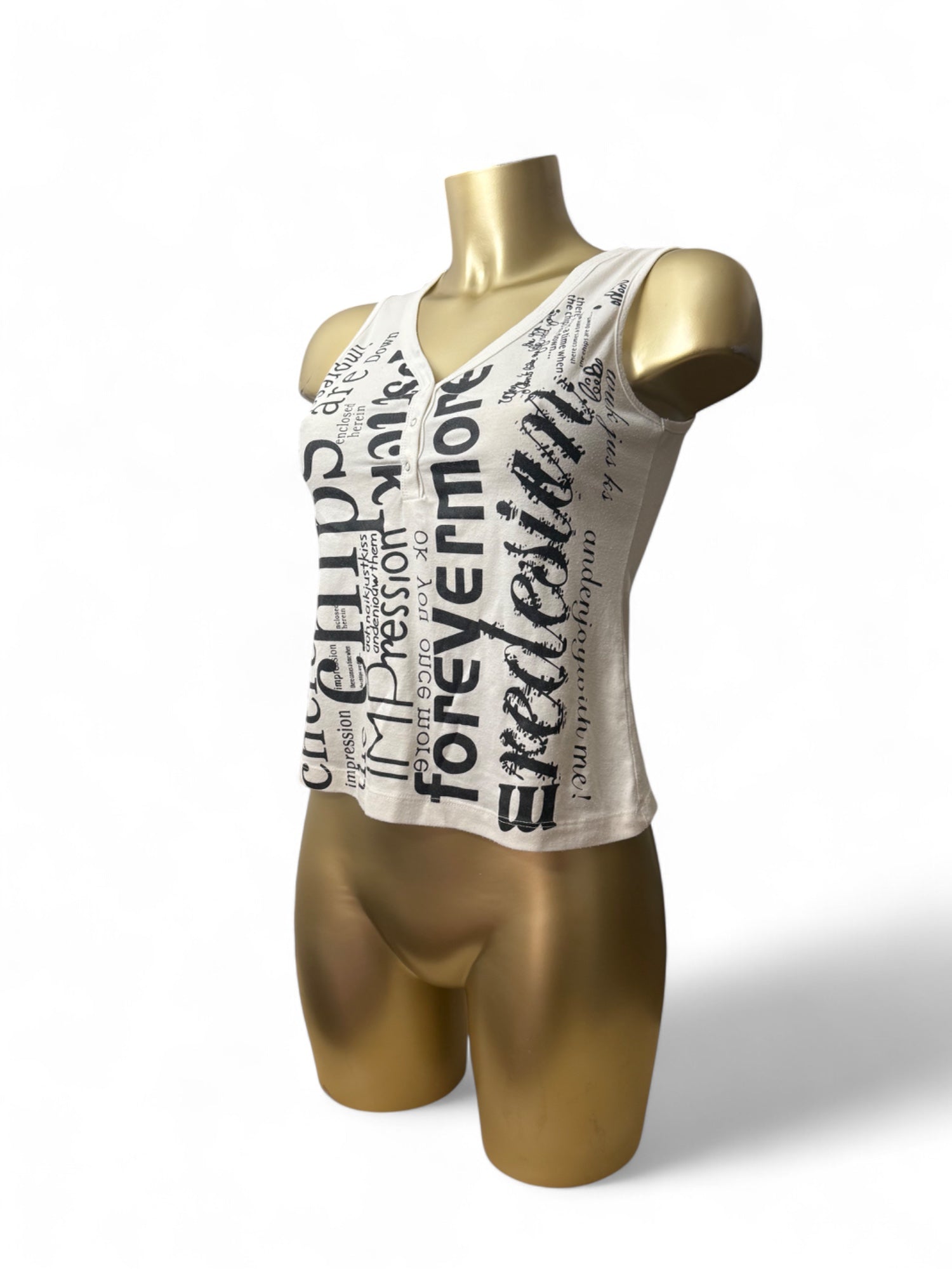 White graphic print tank top (S)