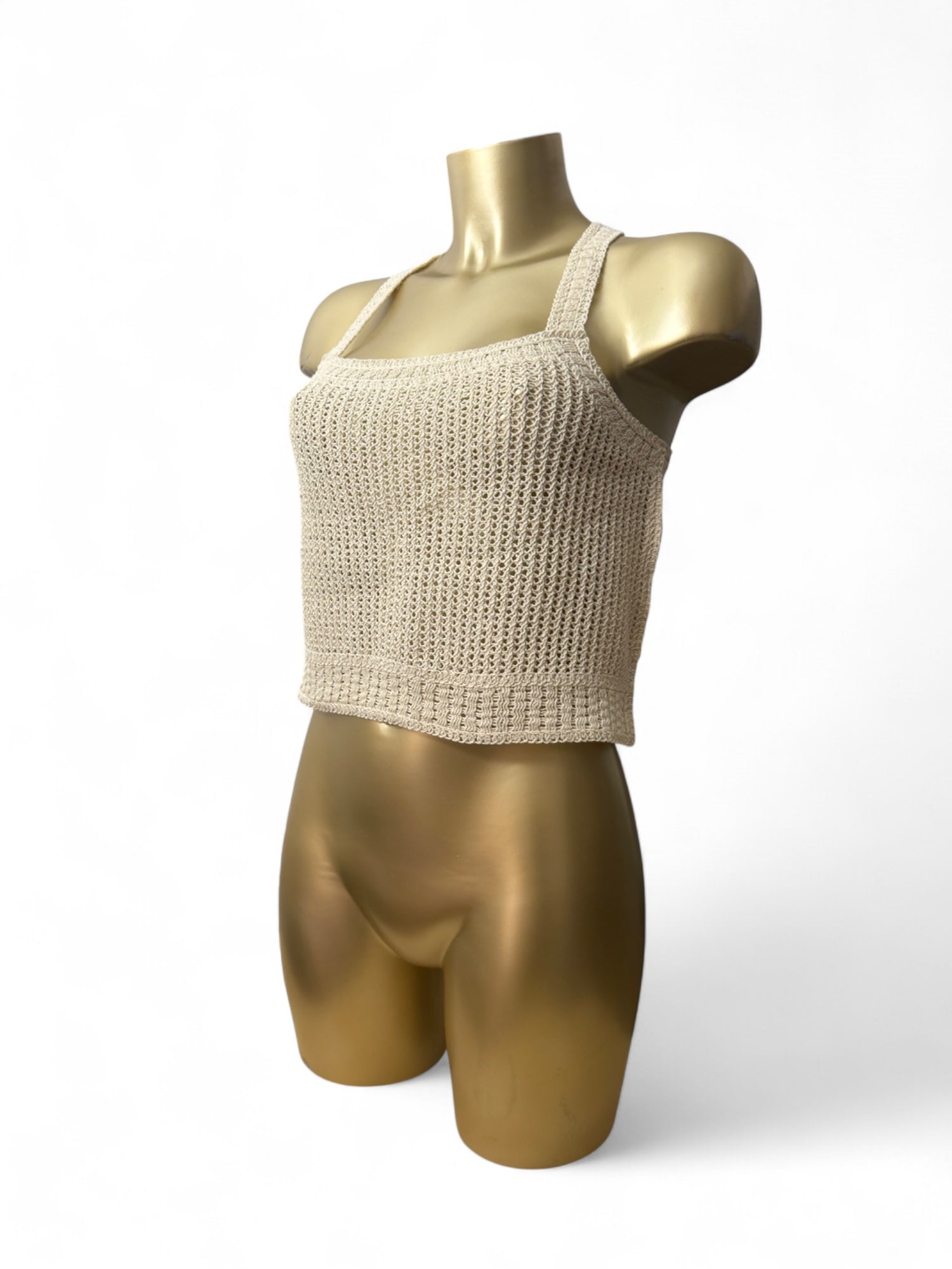 Cream knitted crochet top (S/M)