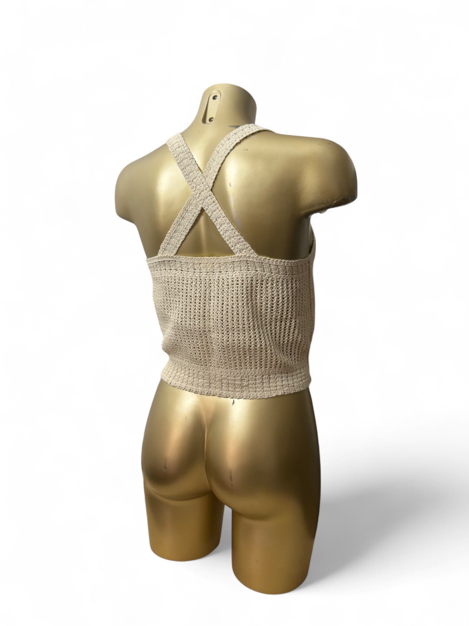 Cream knitted crochet top (S/M)