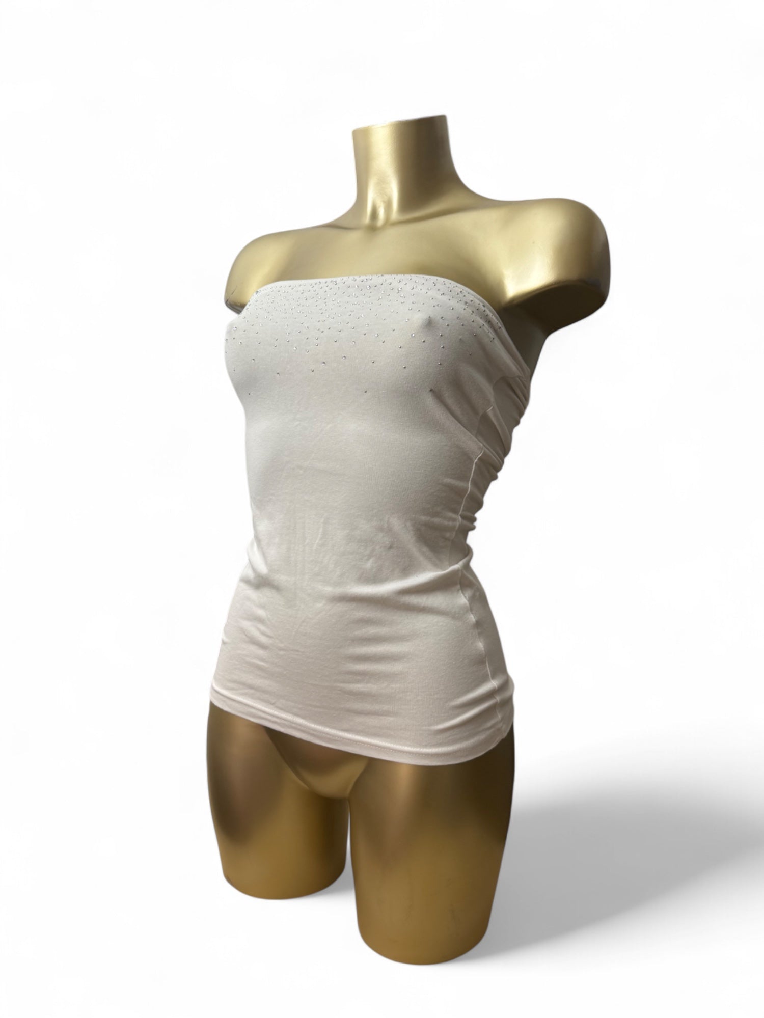 White cotton strass tube top (XS/S)