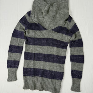 Grey & purple striped wool turtleneck jumper (S/M)