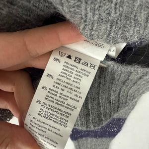 Grey & purple striped wool turtleneck jumper (S/M)