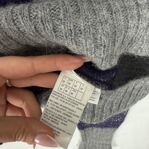 Grey & purple striped wool turtleneck jumper (S/M)