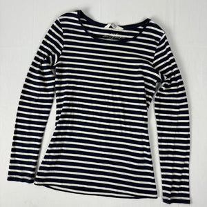 Navy striped cotton long sleeves top (M)