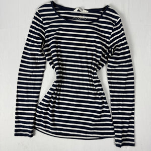 Navy striped cotton long sleeves top (M)