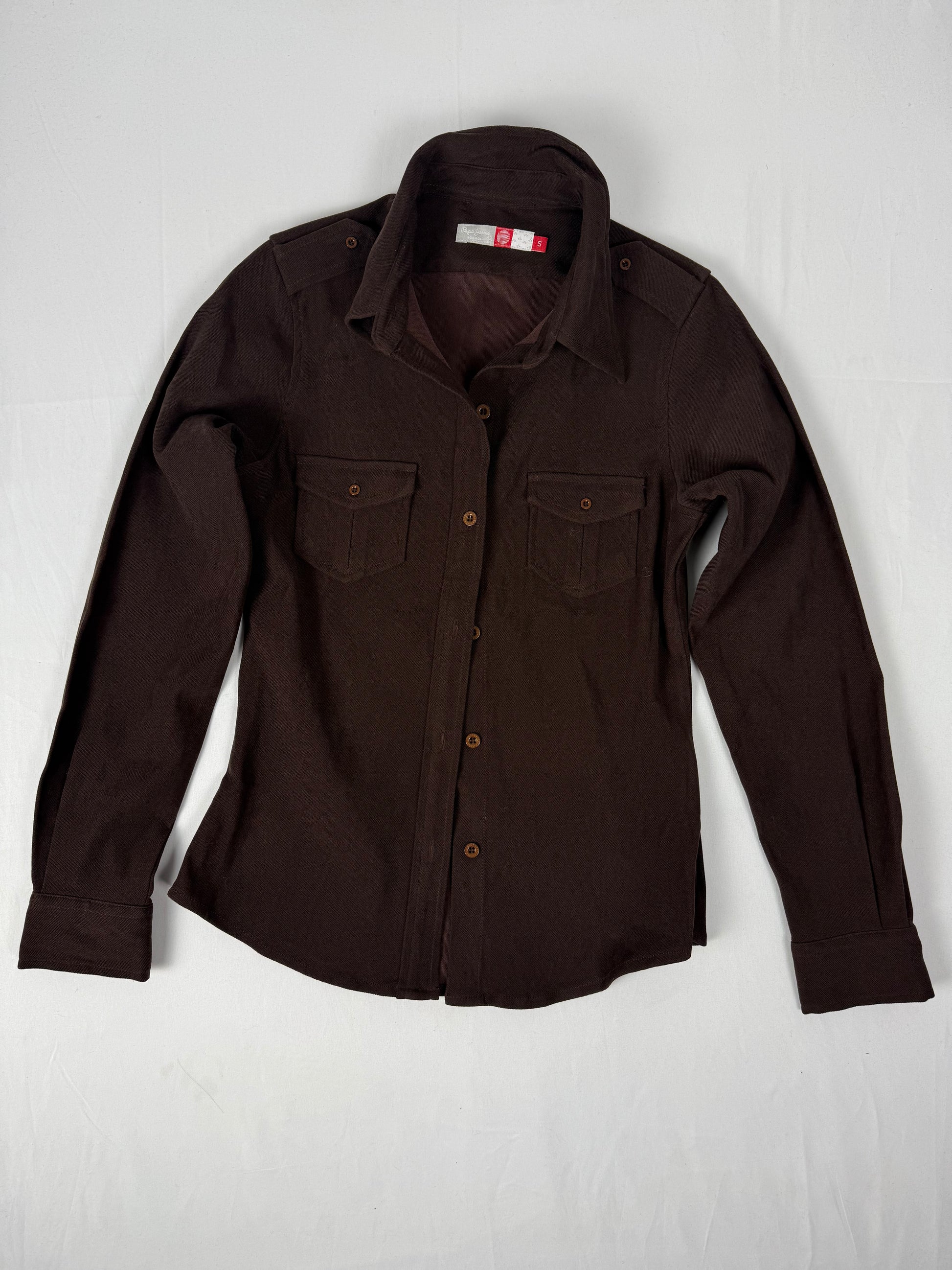 Brown buttons up long sleeves shirt (S/M)