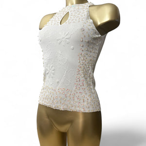 White sequins summer top (S/M)