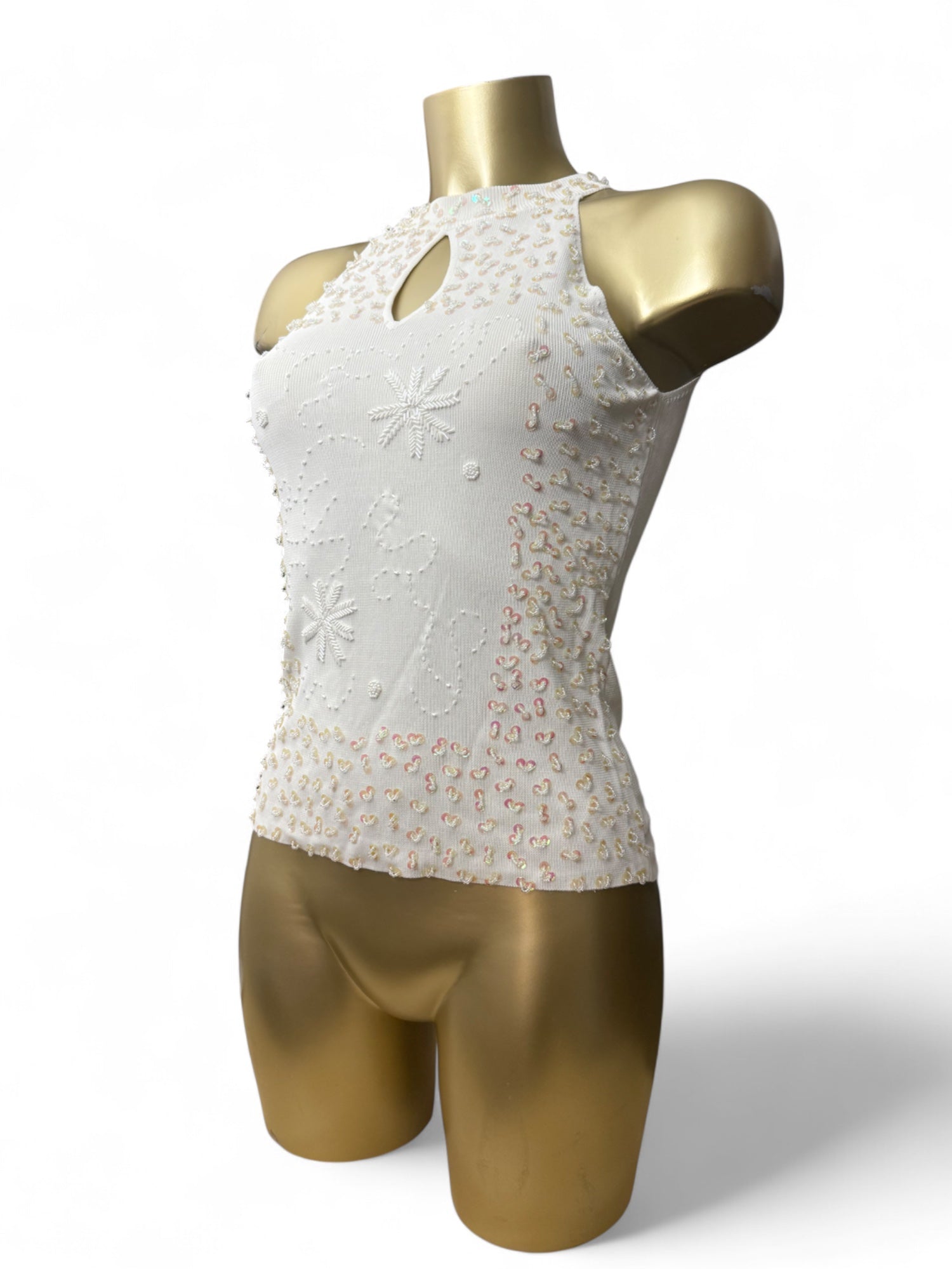 White sequins summer top (S/M)