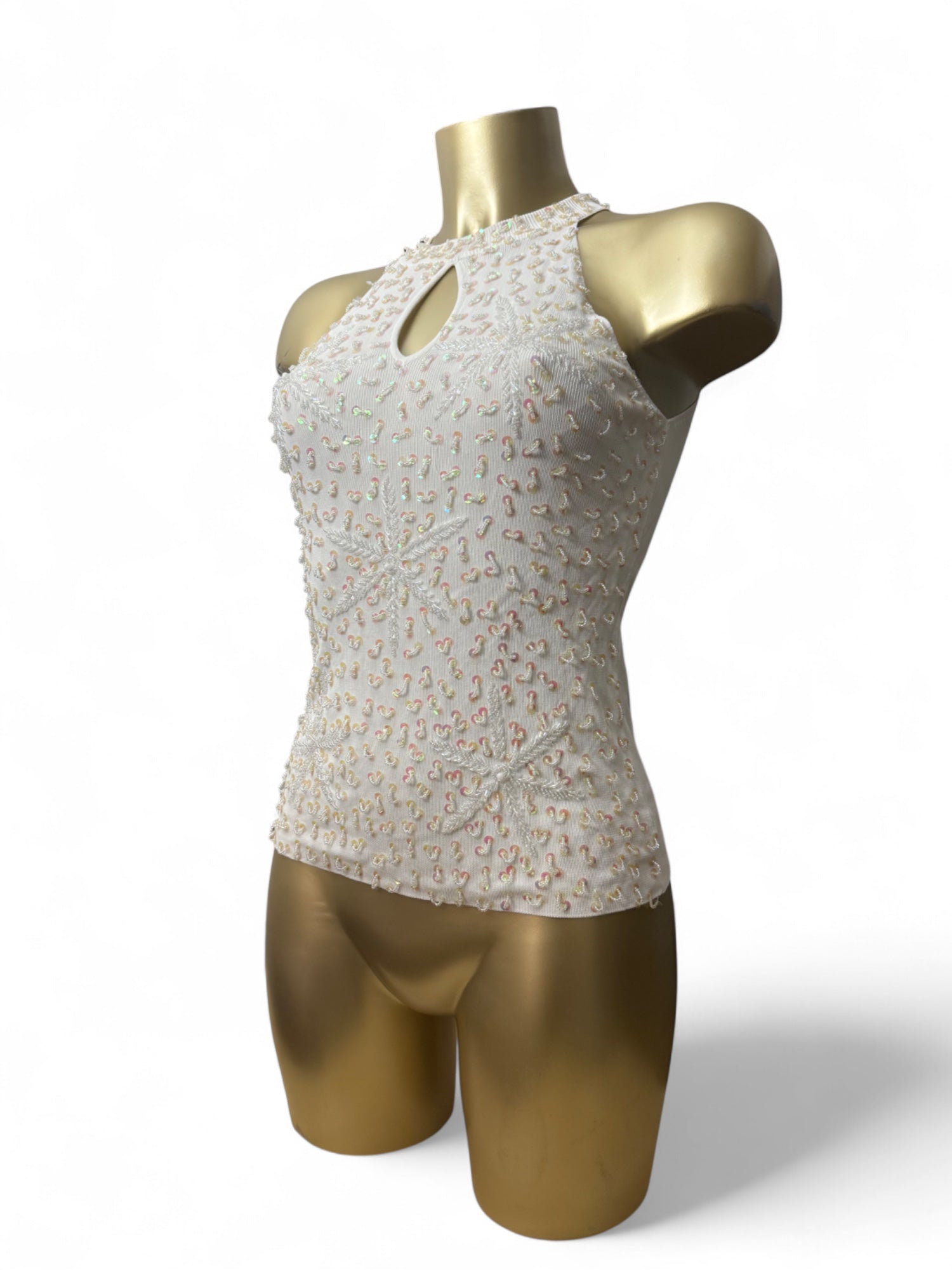 White sequins summer top (S/M)