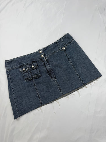 Blue denim low rise cargo mini skirt (S/M)