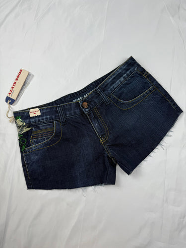 Navy low rise denim mini short (M)