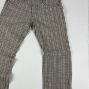 Brown check print low rise baggy pants (M)