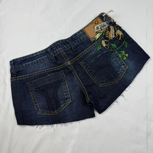 Navy low rise denim mini short (M)