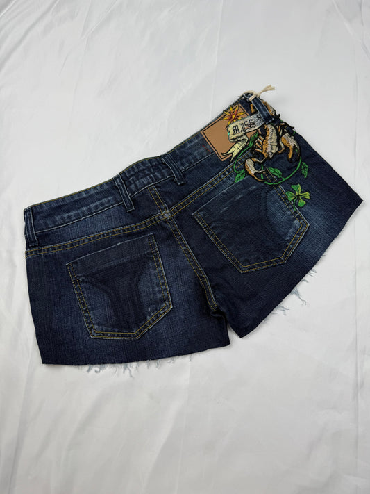 Navy low rise denim mini short (M)