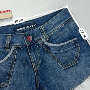 Blue low rise denim mini short (S/M)