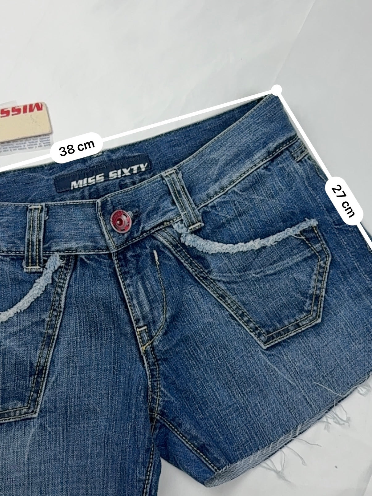 Blue low rise denim mini short (S/M)