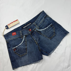 Blue low rise denim mini short (S/M)