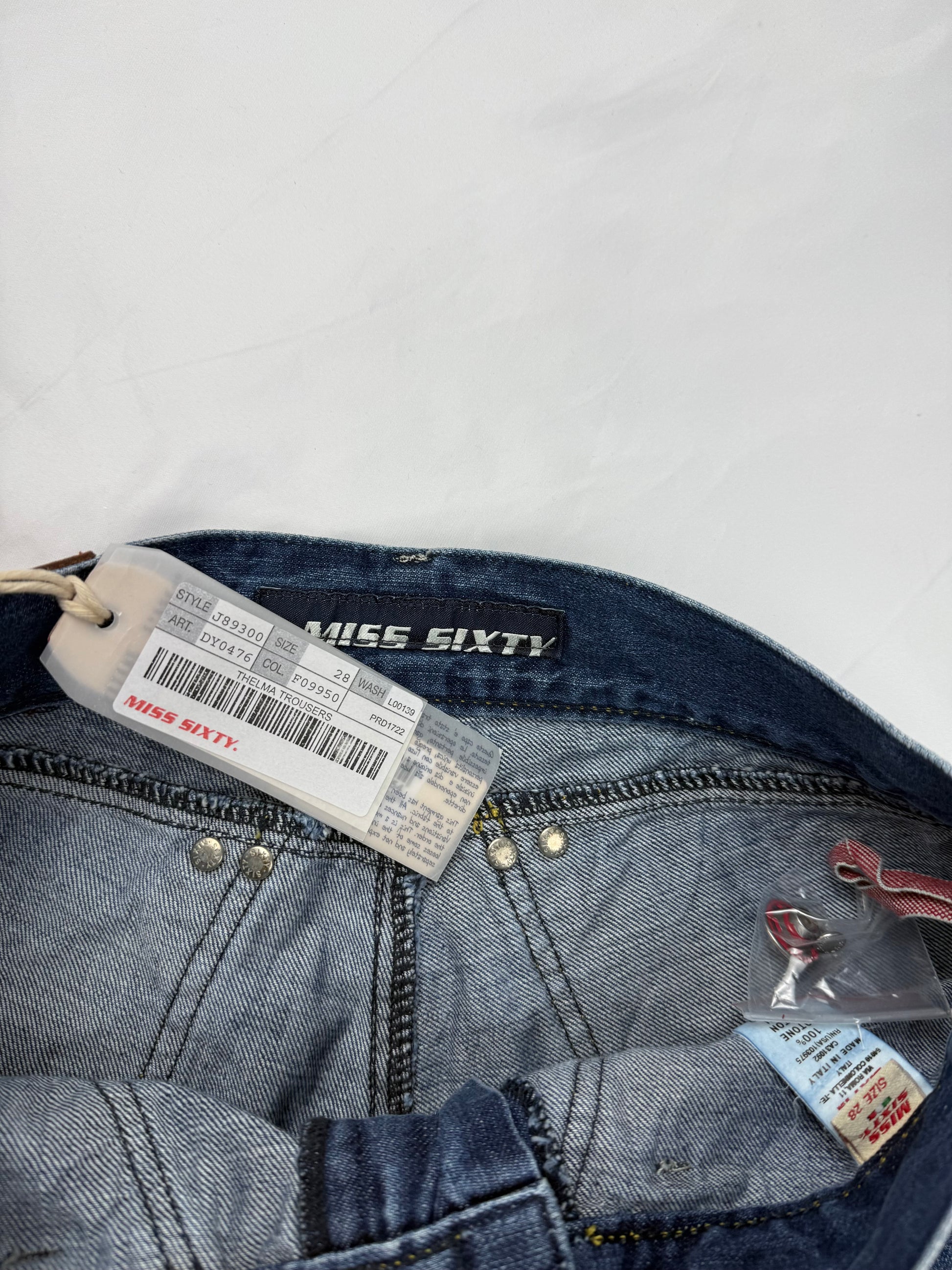 Blue low rise denim mini short (S/M)