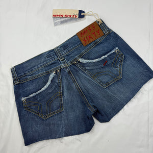 Blue low rise denim mini short (S/M)
