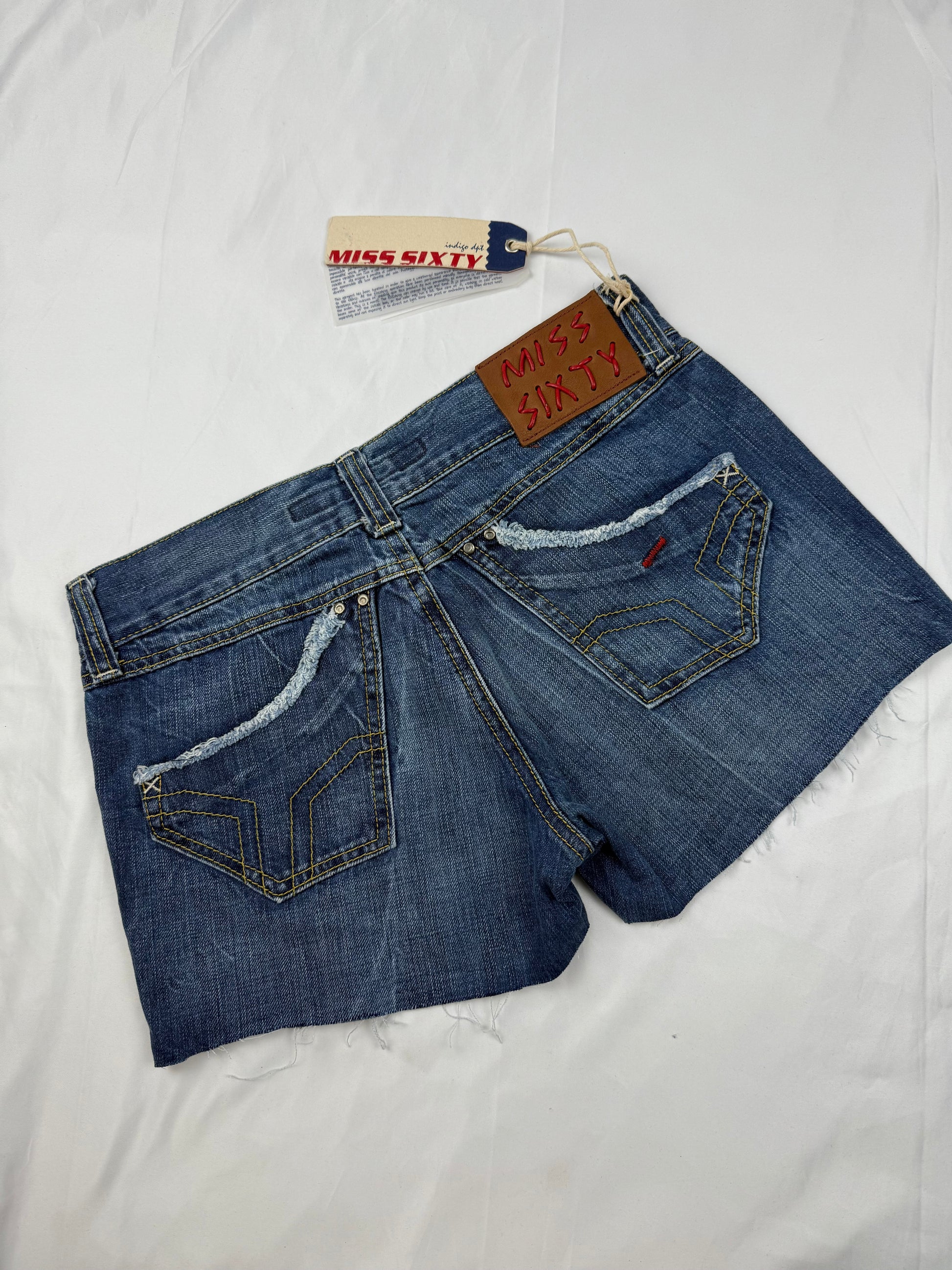 Blue low rise denim mini short (S/M)