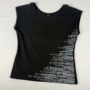 Black tight fit graphic text tee (L)