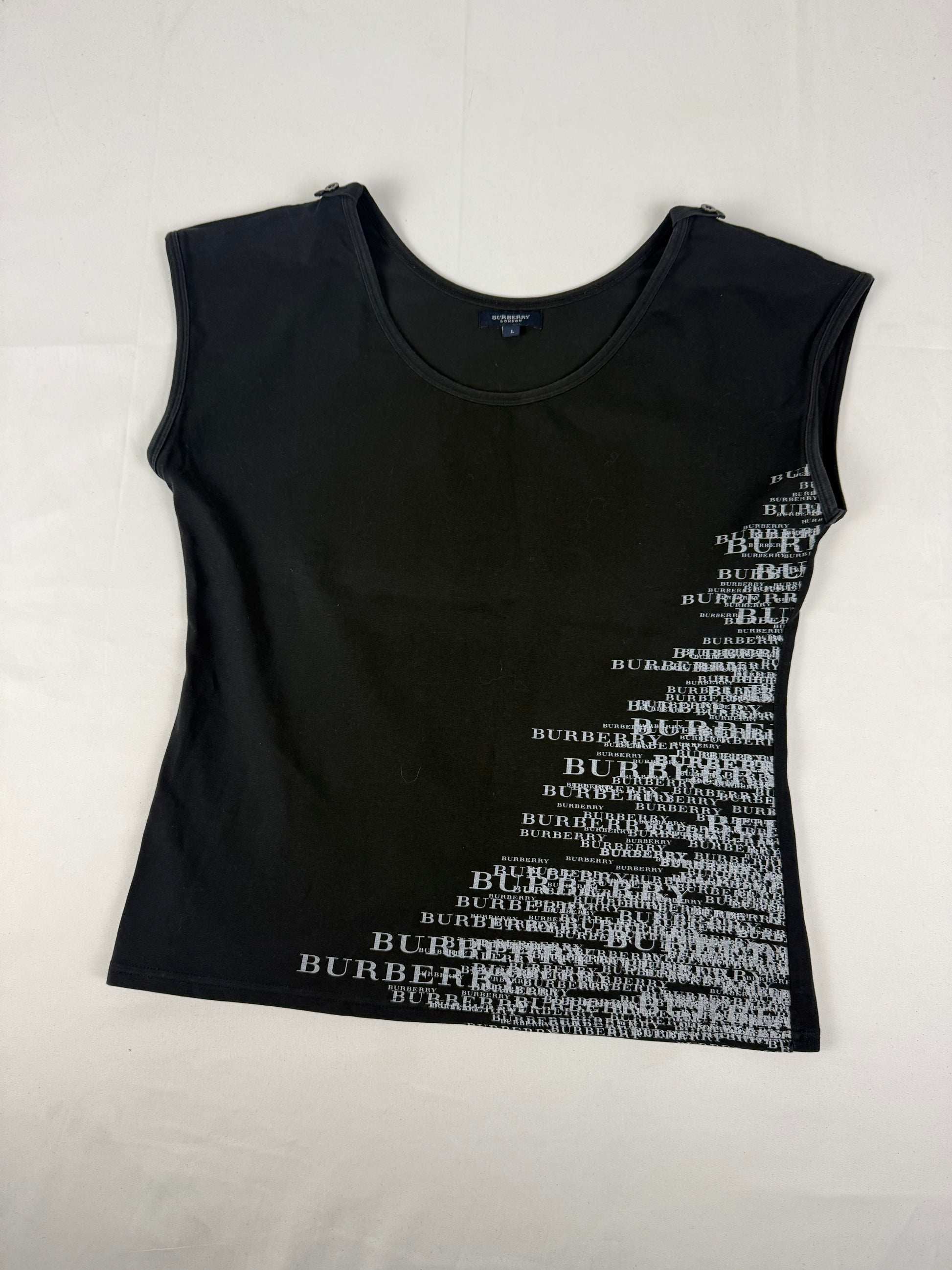 Black tight fit graphic text tee (L)