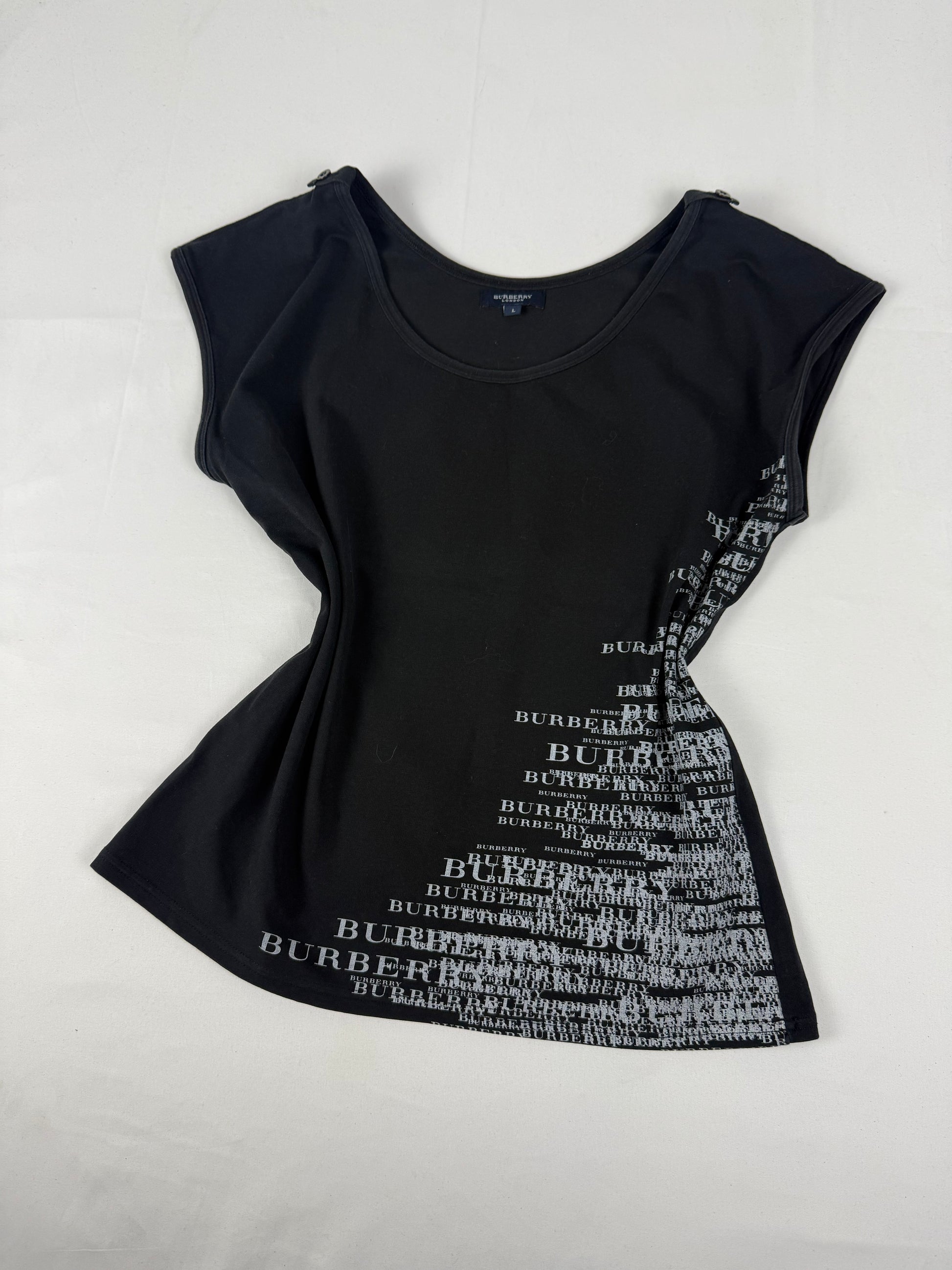 Black tight fit graphic text tee (L)