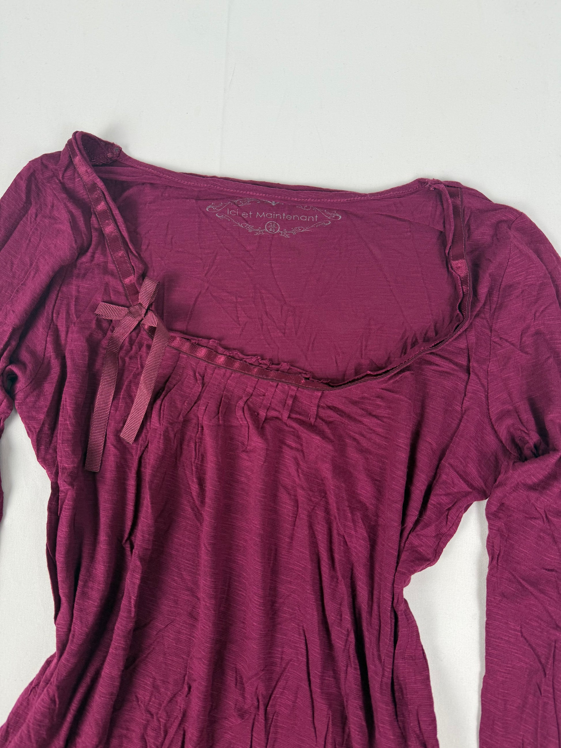 Burgundy coquette long sleeves top (M/L)