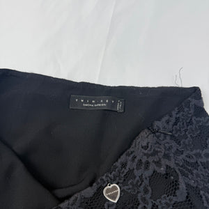 Black lace mesh lined mid skirt (S)