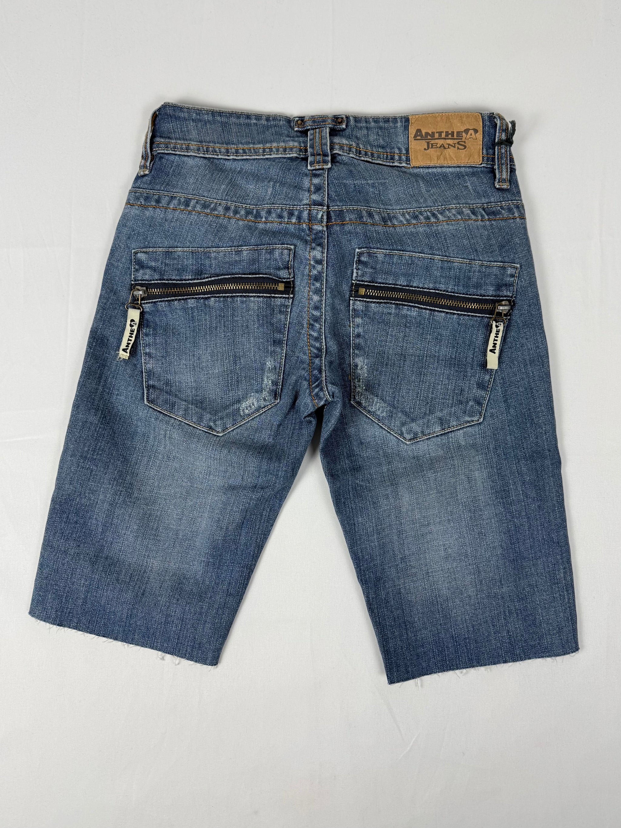 Navy denim low rise mid short (S)