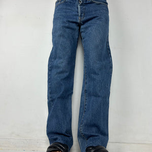 Blue denim low waist baggy pants (M)