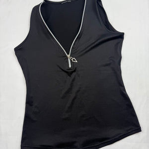 Black zip up tank top (S/M)