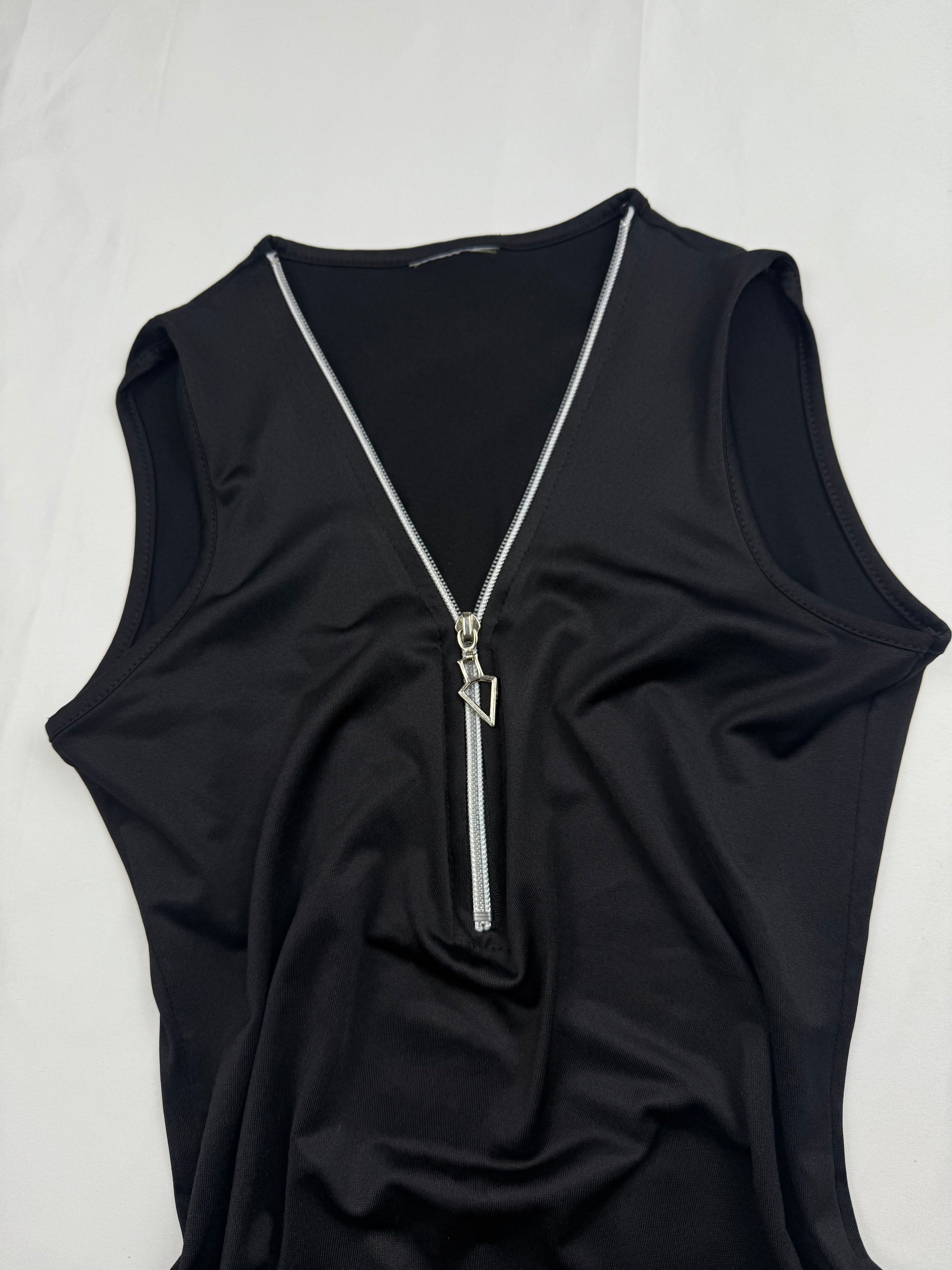Black zip up tank top (S/M)