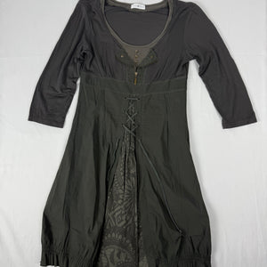 Khaki lace up mini dress (S/M)