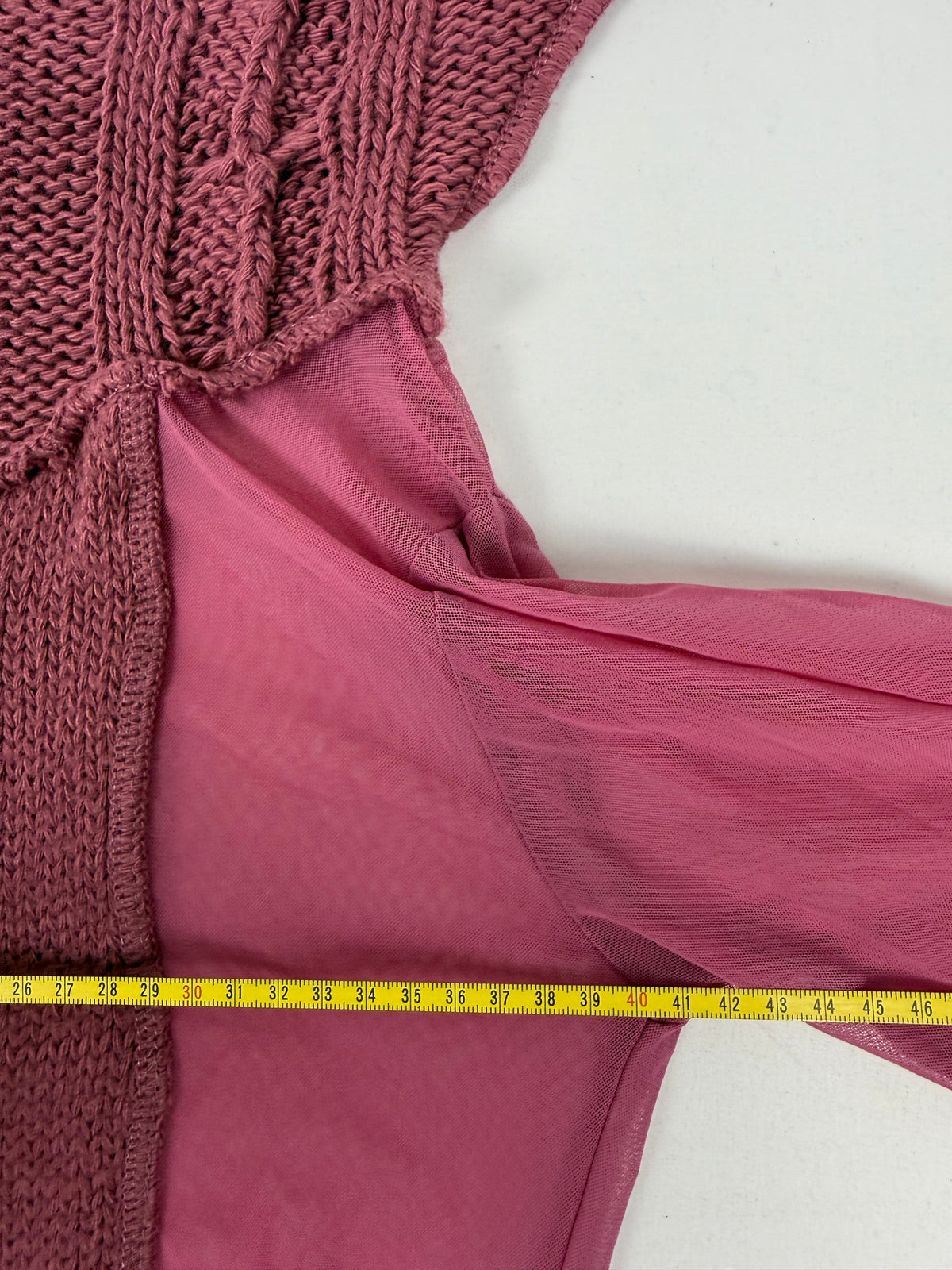Pink turtleneck bi fabric mesh jumper (S/M)