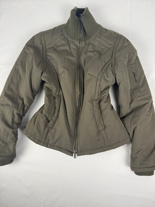 Khaki zip up puffer jacket (M/L)