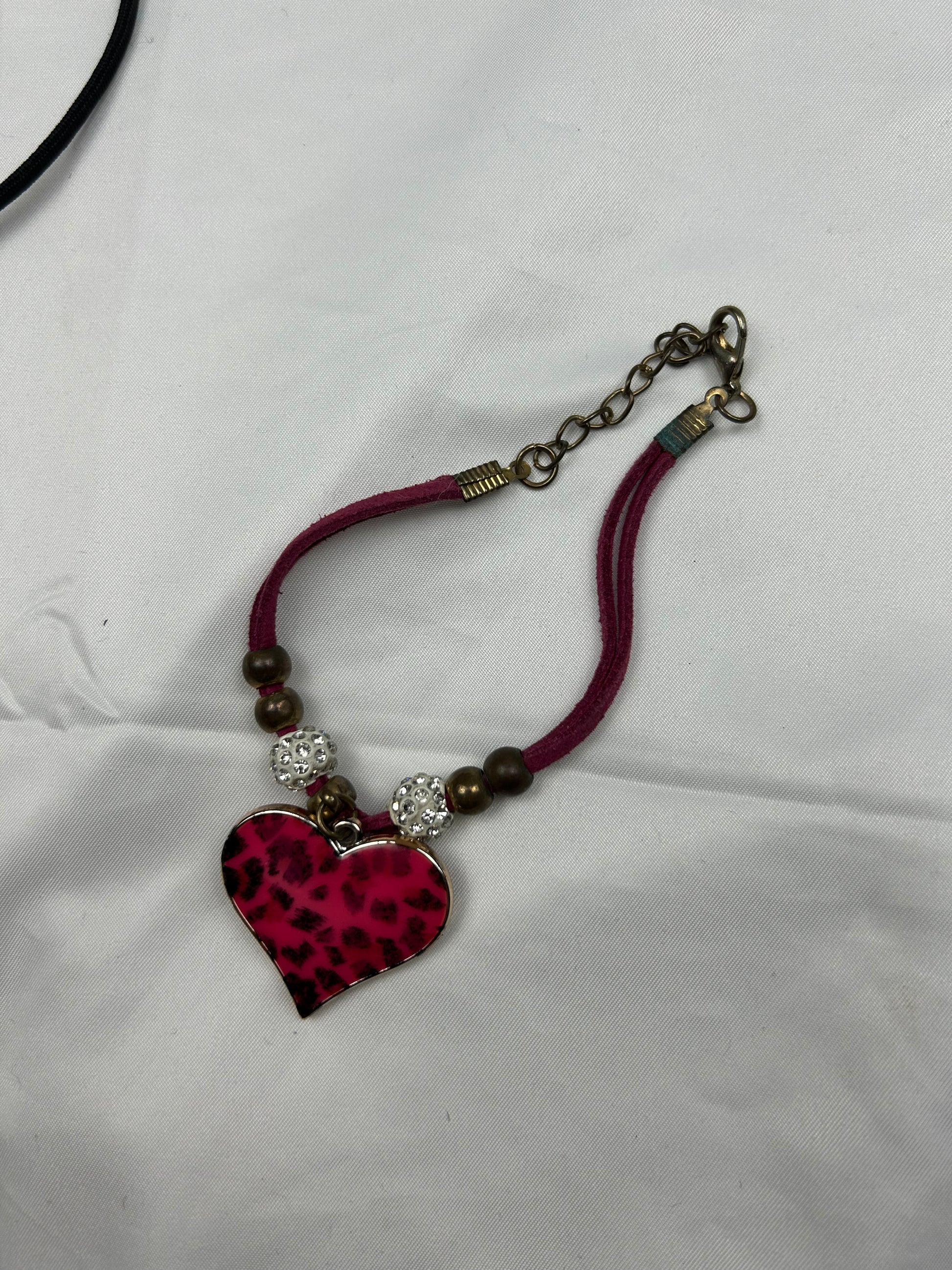 Heart pendant cord bracelet