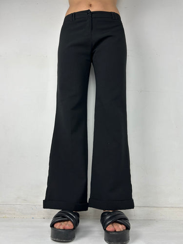 Black low waist flare office pants (S)