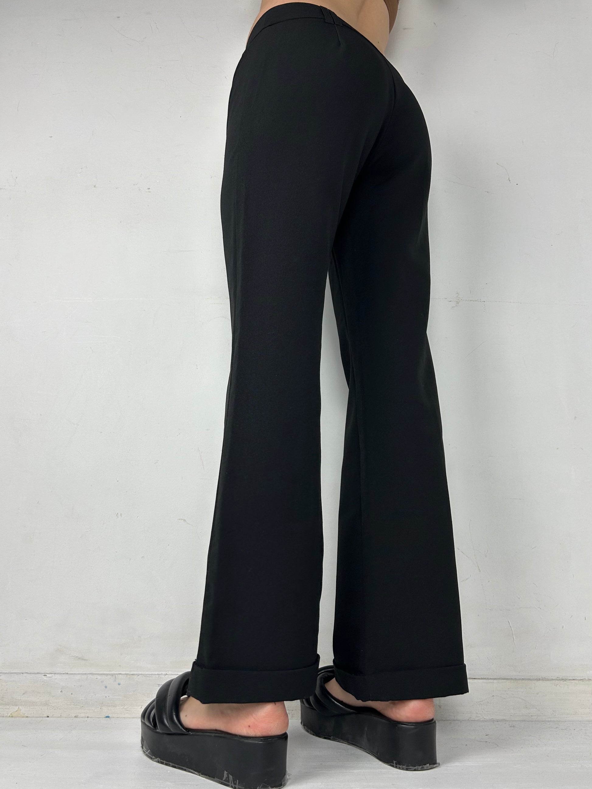 Black low waist flare office pants (S)