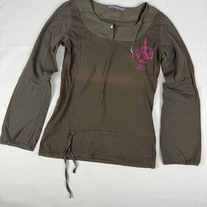 Khaki 100% cotton long sleeves top (S)