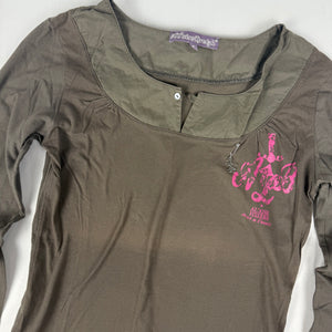 Khaki 100% cotton long sleeves top (S)