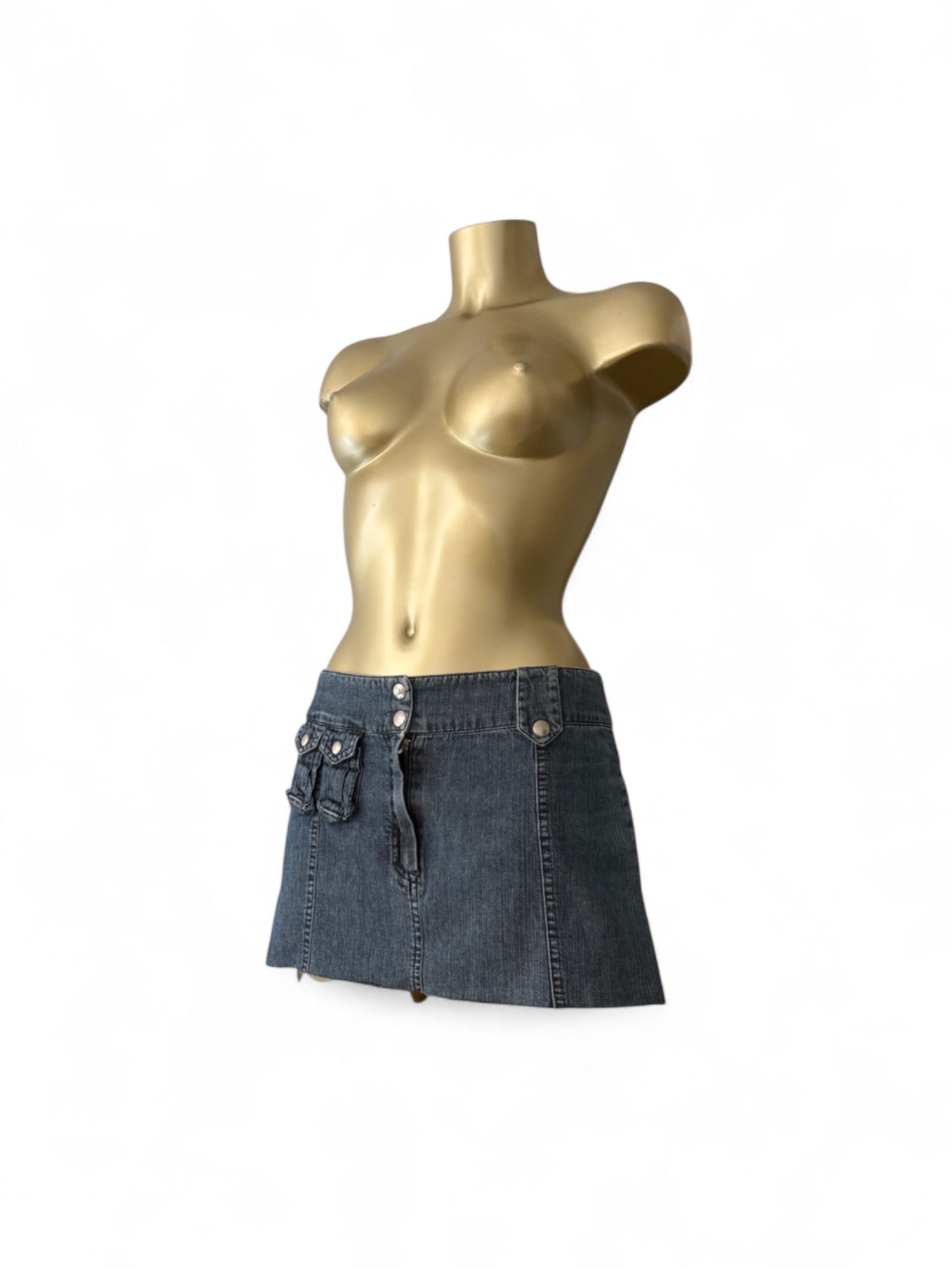 Blue denim low rise cargo mini skirt (S/M)