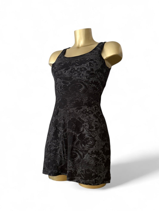 Black roses floral print mini dress (S)
