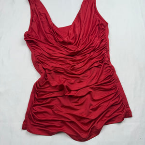 Red ruched lycra tight fit top (S/M)