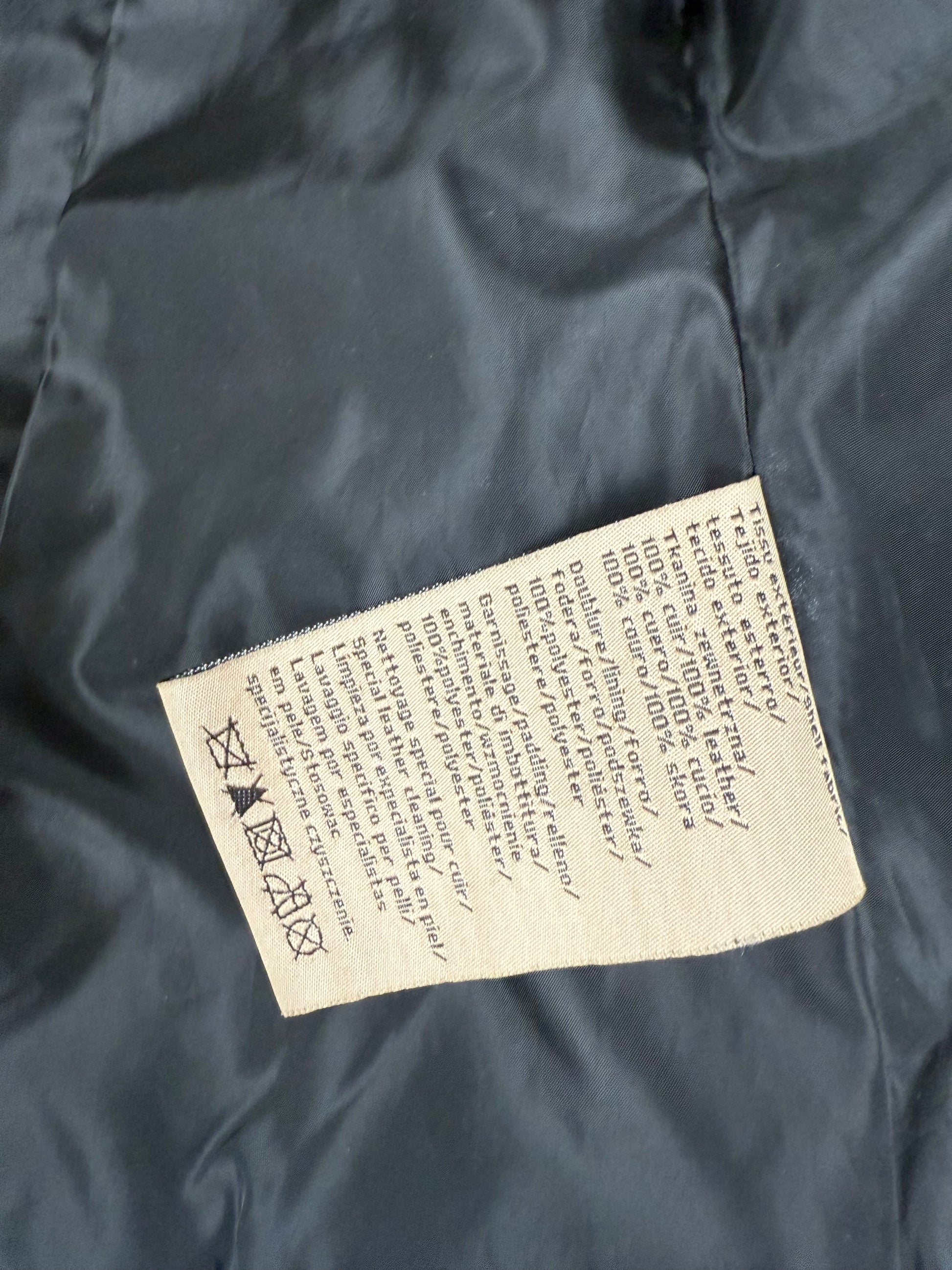 Black real leather zip up biker jacket (M)