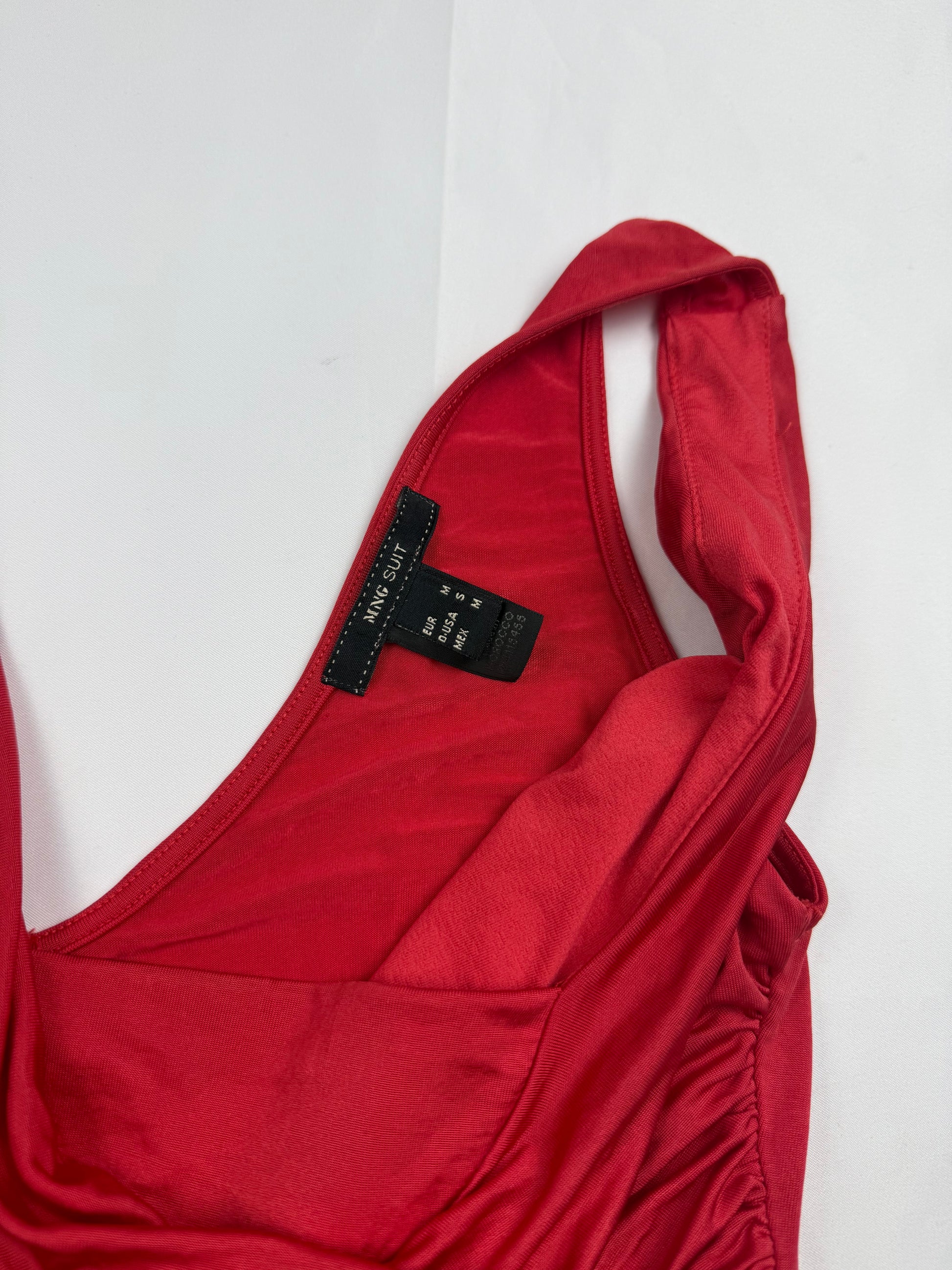 Red ruched lycra tight fit top (S/M)
