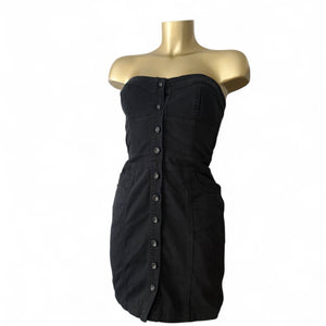 Black denim bustier mini dress (S)