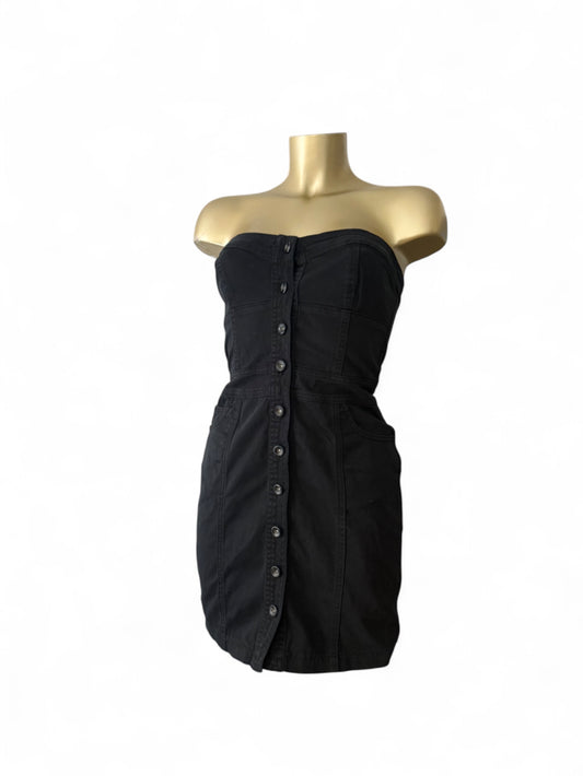 Black denim bustier mini dress (S)