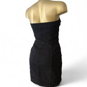 Black denim bustier mini dress (S)