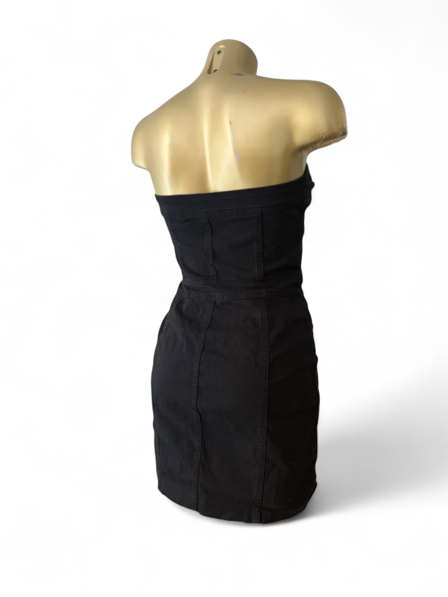 Black denim bustier mini dress (S)